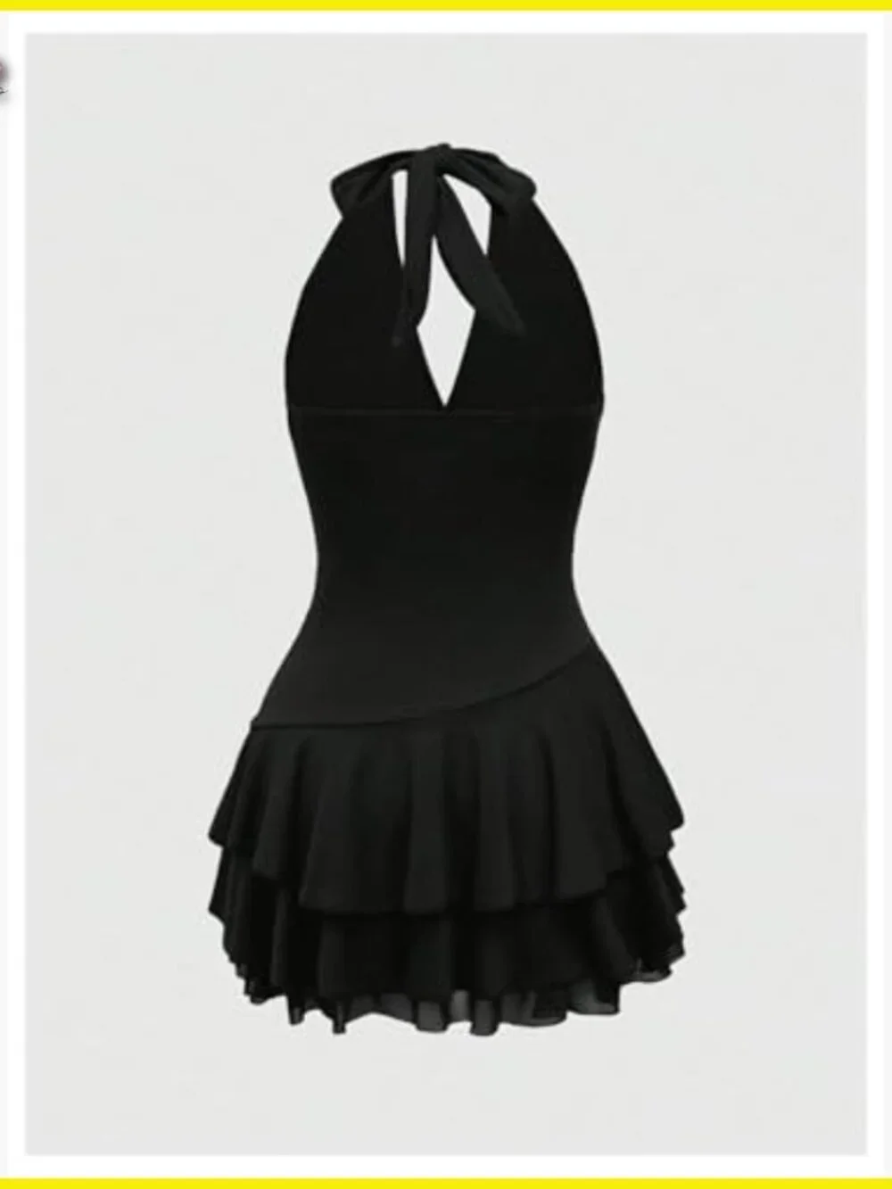 Halter Backless Mini Dress Flowy Sleeveless V Neck Tie Back A Line Western